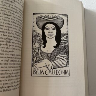 Illustrazione di Alisdair Gray che raffigura Bella baxter, una donna coi capelli neri e le braccia conserte