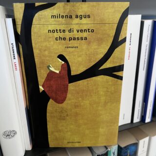 Copertina romanzo Notte di vento che passa di Milena Agus: illustrazione di una ragazza legge un libro seduta sul ramo di un abero