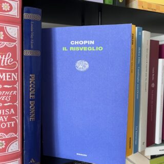 Copertina del romanzo Il risveglio: la scritta del titolo su uno sfondo blu.